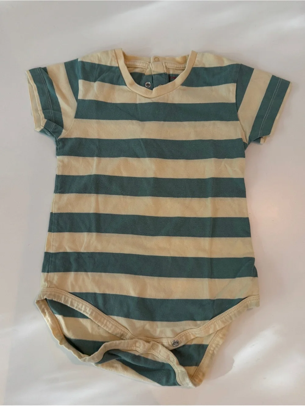 Seafoam Green & Cream Striped Baby One-Piece Bodysuit